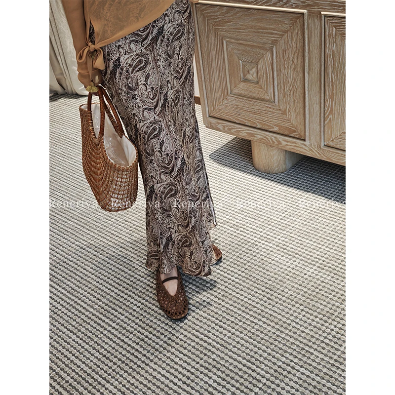 ReneRiva买手店 Riva 纹理之美记忆碎片印花优雅艺术半裙