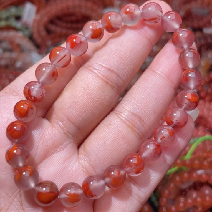 南红玛瑙未镶嵌紫底飘红单圈7.4m+