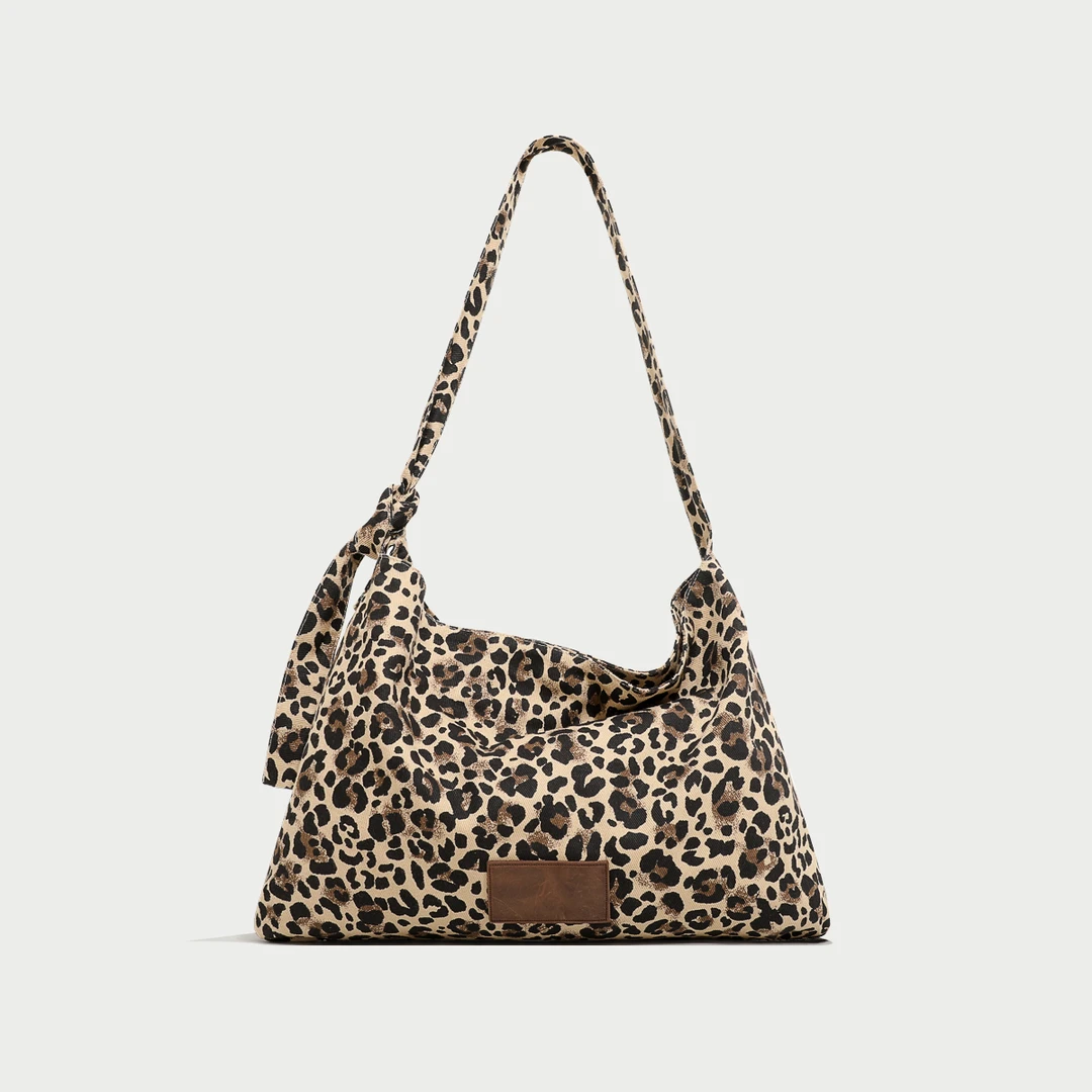 休闲百搭女士通勤提花豹纹棕色单肩包3904