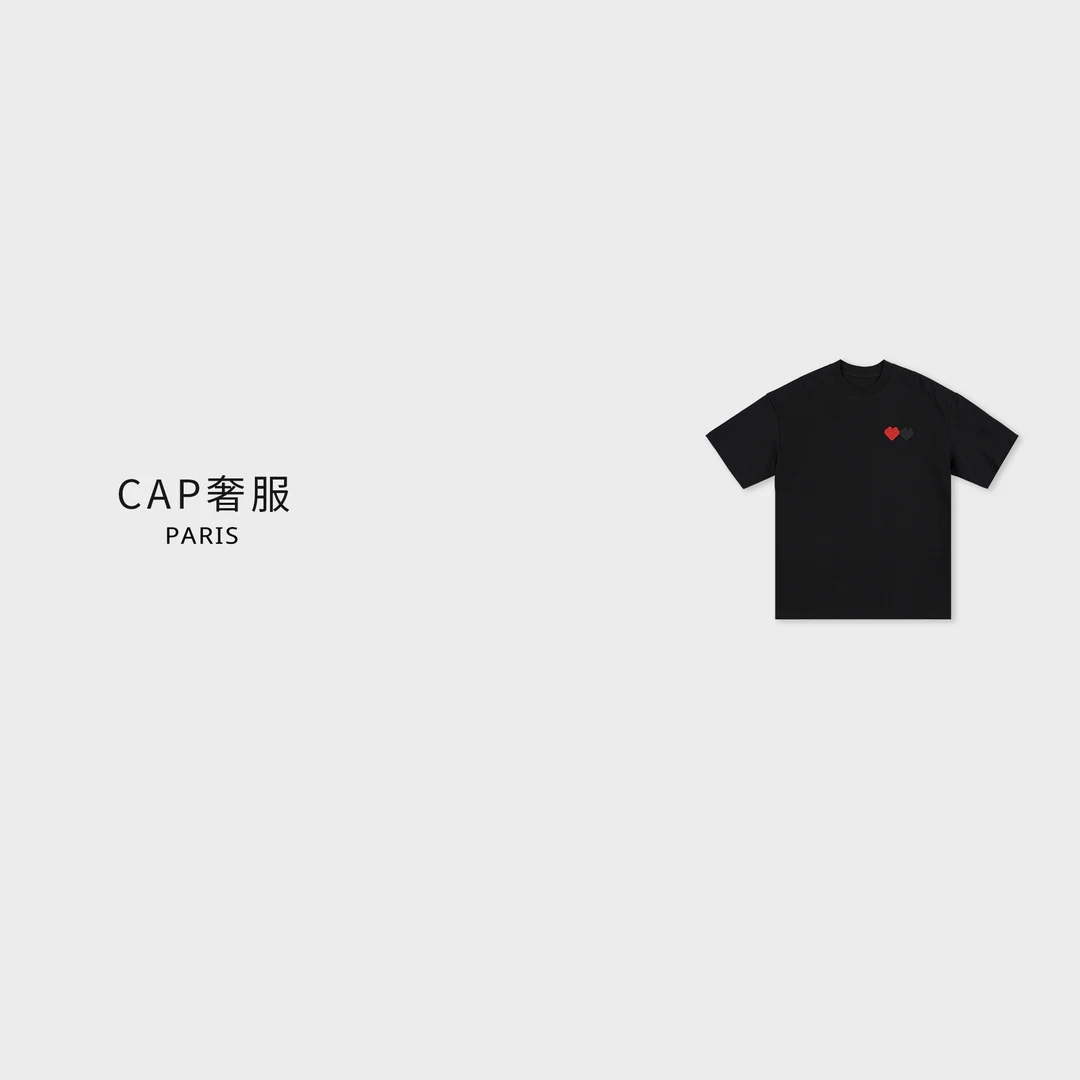 夏季爆款川久马赛克百搭短袖纯棉时尚欧美宽松-ZT103黑色上衣