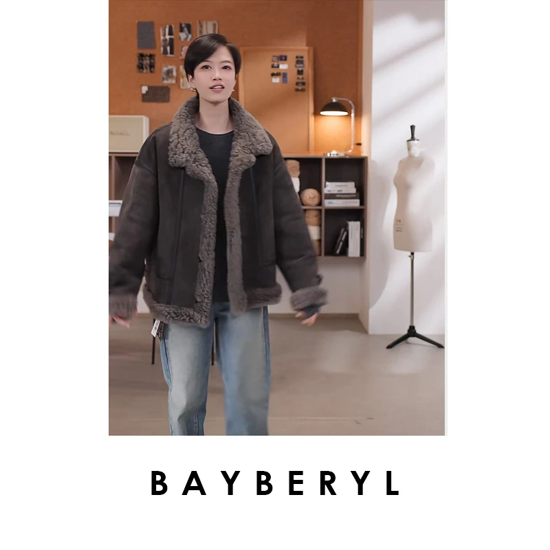 FF-BAYBERYL老贝征途*立领时髦拼接御寒秋冬一体皮衣PY5G3108