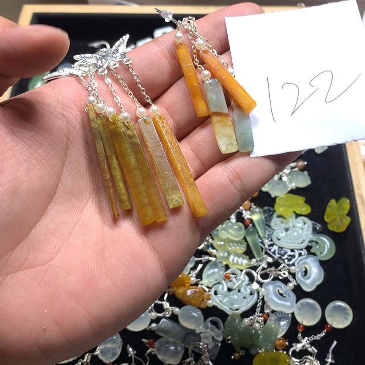蛇纹石玉合金耳钉?****?