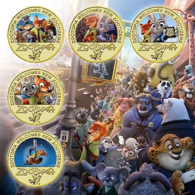 疯狂动物城2动漫周边朱迪尼克纪念币儿童礼物金属纪念币徽章礼品