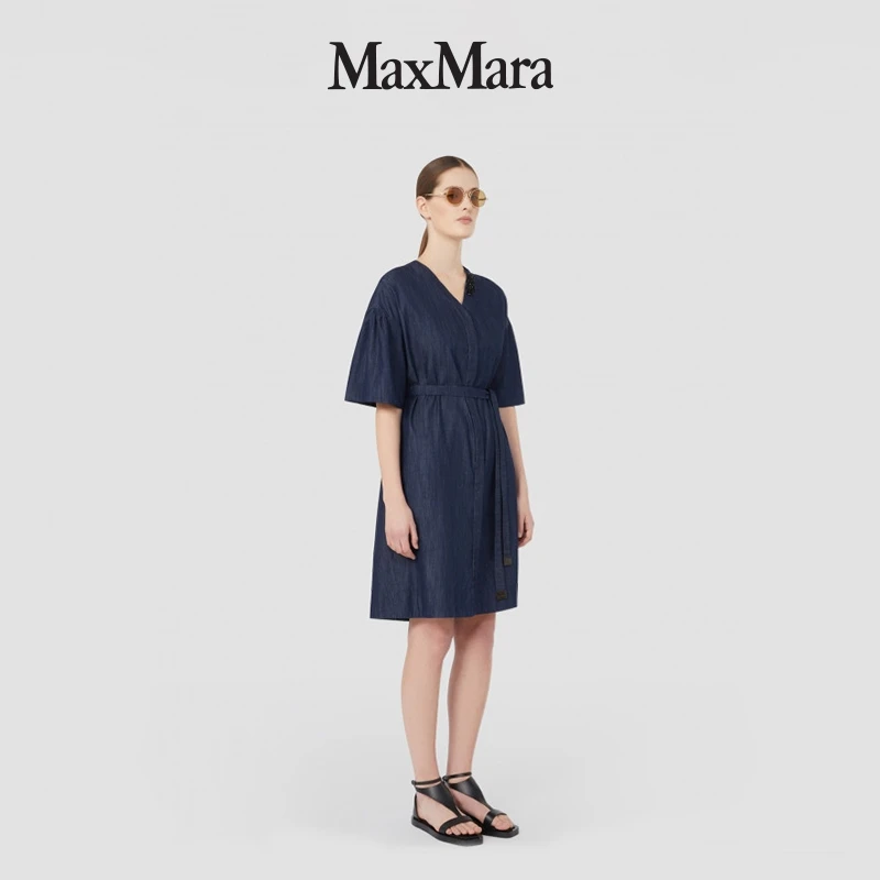 MaxMara 2025早秋新品女装棉质丹宁牛仔连衣裙9226035206