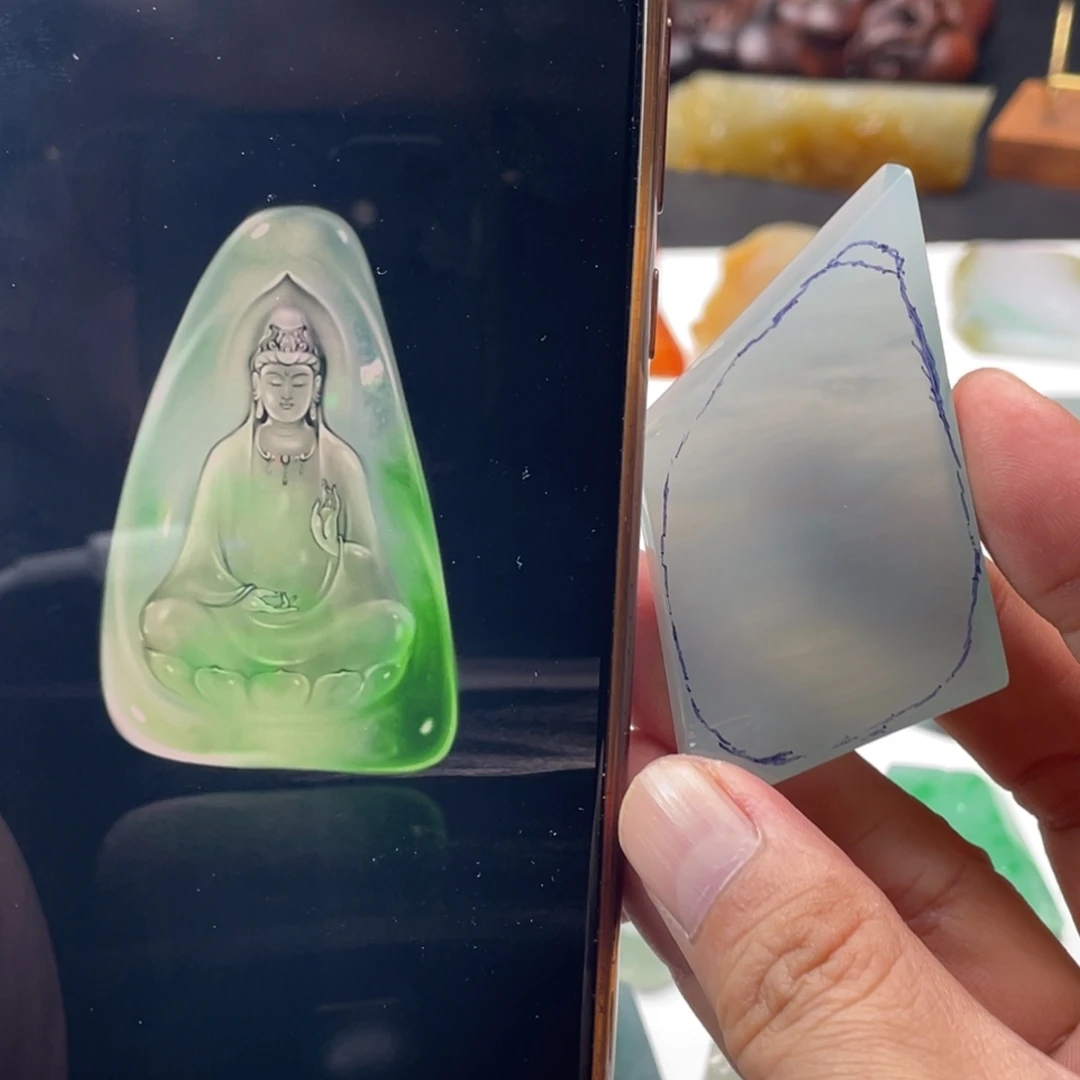 定制翡翠未镶嵌素衣观音包工