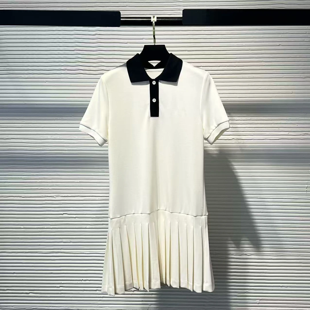 【Da Yang】25新款刺绣时尚百搭显瘦Polo百褶轻奢女装A14