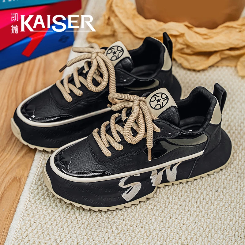 KAISER/凯撒男鞋秋季增高防滑耐磨休闲鞋子男款百搭高级感阿甘鞋