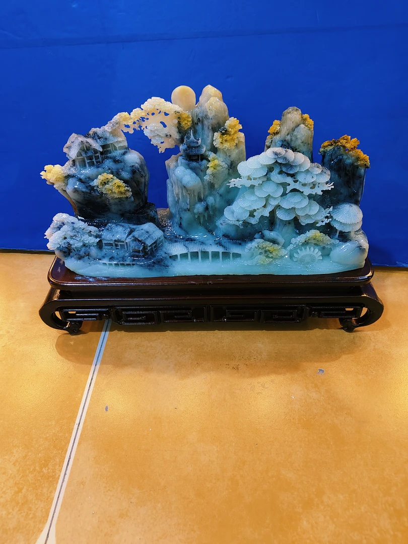 秀丽山水顺风顺水手工雕刻家居摆件乔迁开业客厅玄关装饰工艺品