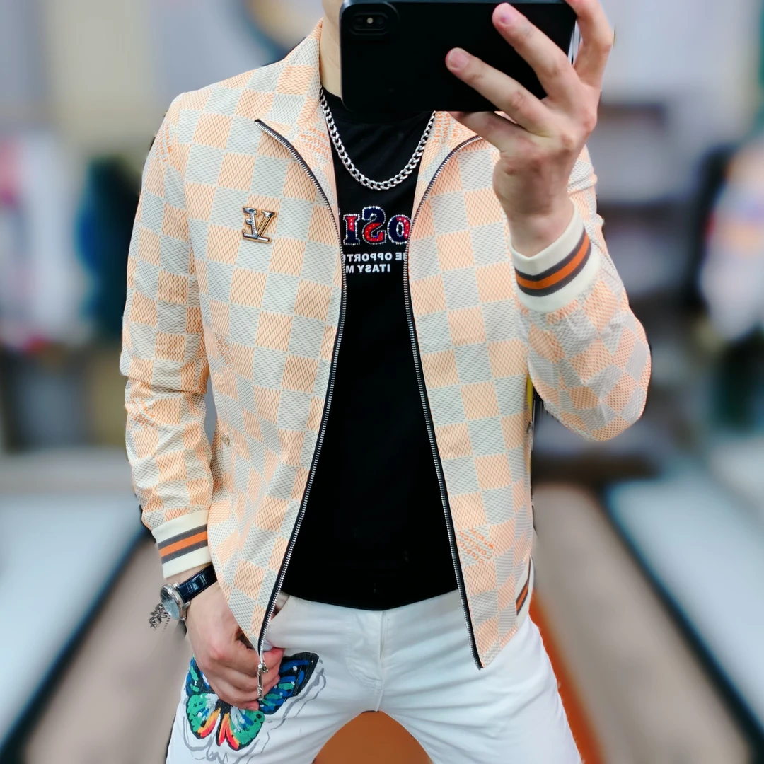 阿凯严选  欧洲站2025春节新款男士潮流时尚立领修身轻奢夹克外套