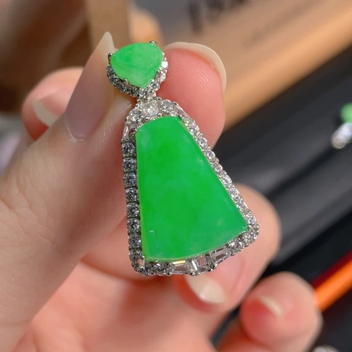 翡翠银S925镶嵌吊坠(不含链)