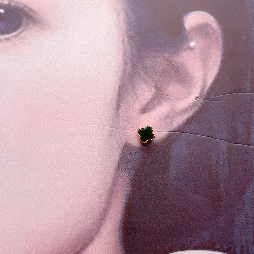 和田玉银S925镶嵌耳饰