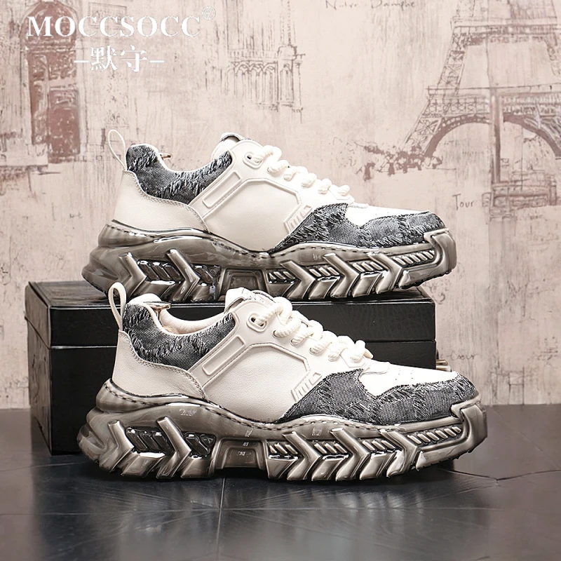 MOCCSOCC老爹鞋男厚底增高鞋轻奢潮流个性男鞋时尚百搭休闲运动鞋
