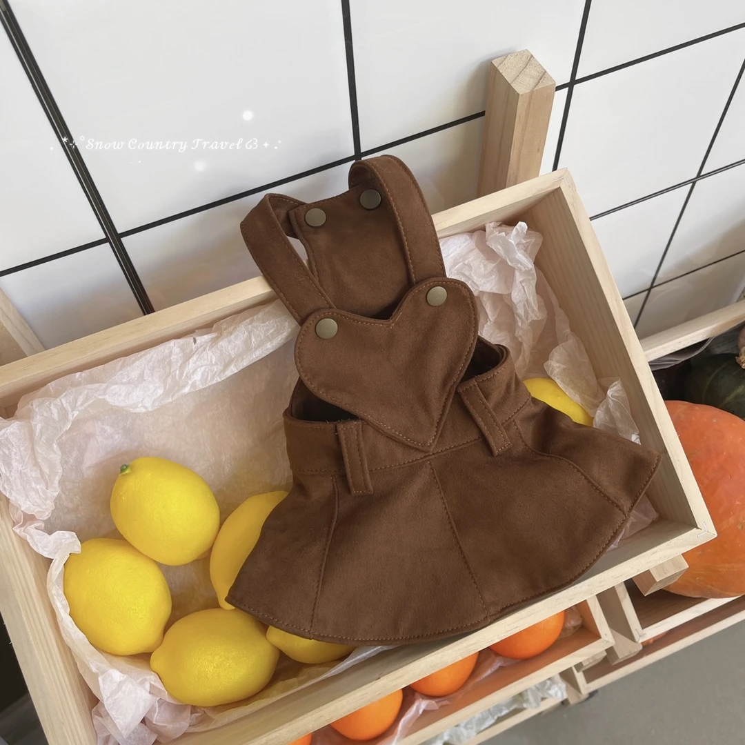 焦糖玛奇朵宠物秋冬款法式麂皮绒时尚背带裙狗狗衣服马尔济斯