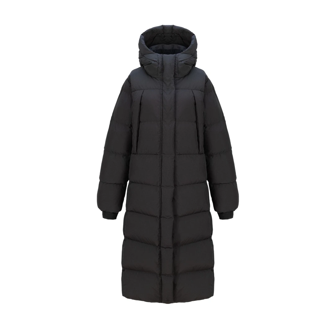 时尚女款过膝连帽羽绒服800蓬松度大被子户外羽绒服