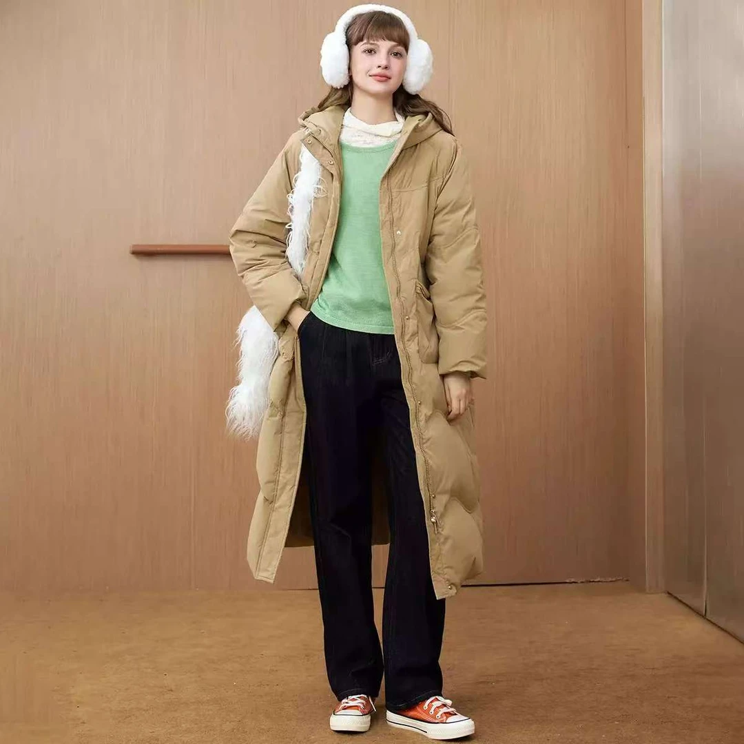 【兰兰专享】驼色长款羽绒服女冬季2024新款长款过膝加厚保暖外套