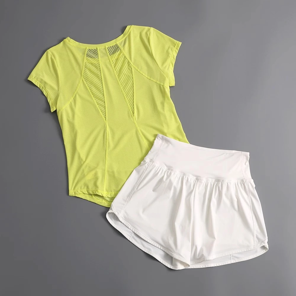运动套装女宽松休闲跑步锻炼速干短袖罩衫透气普拉提瑜伽健身服夏