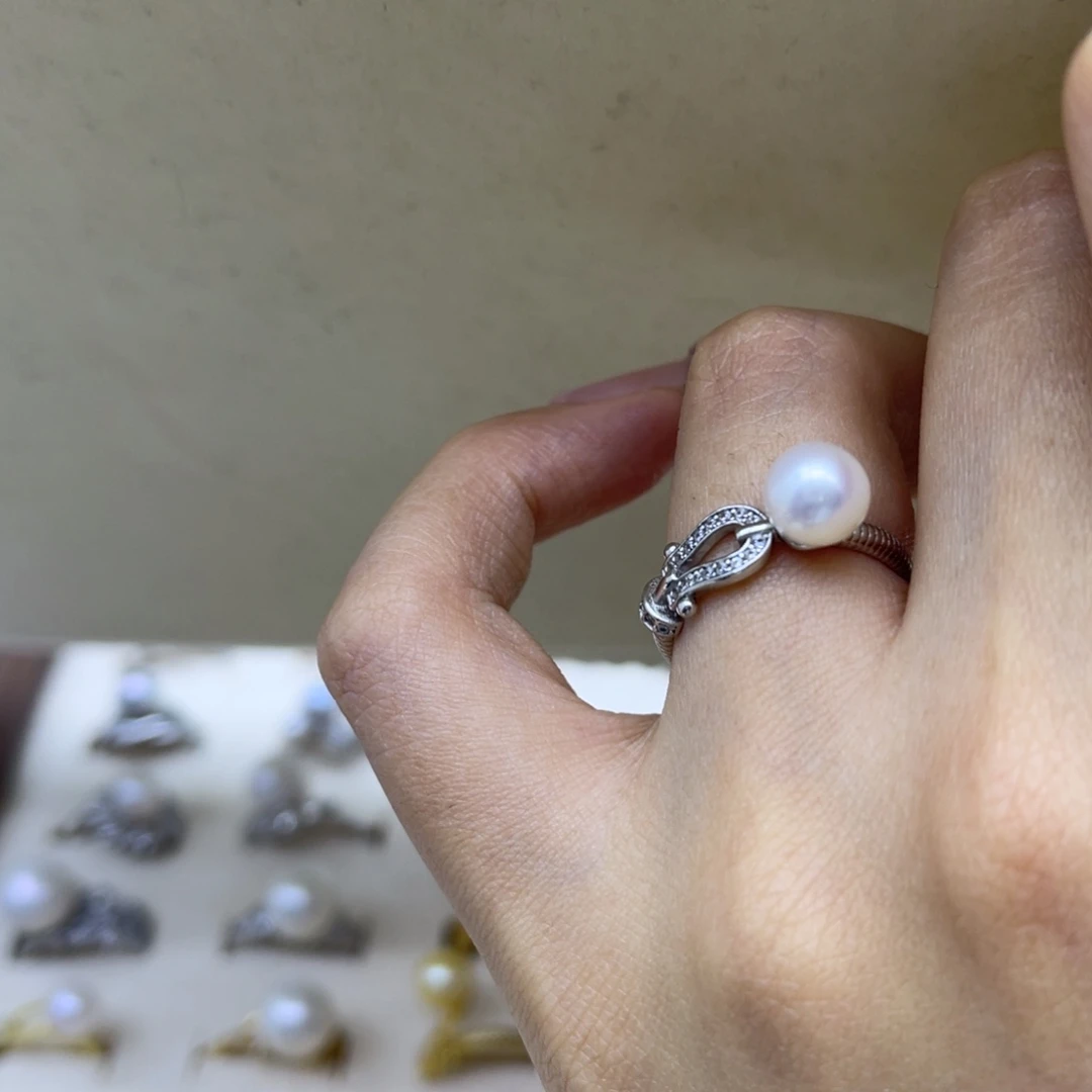 戒指淡水珍珠银S925镶嵌