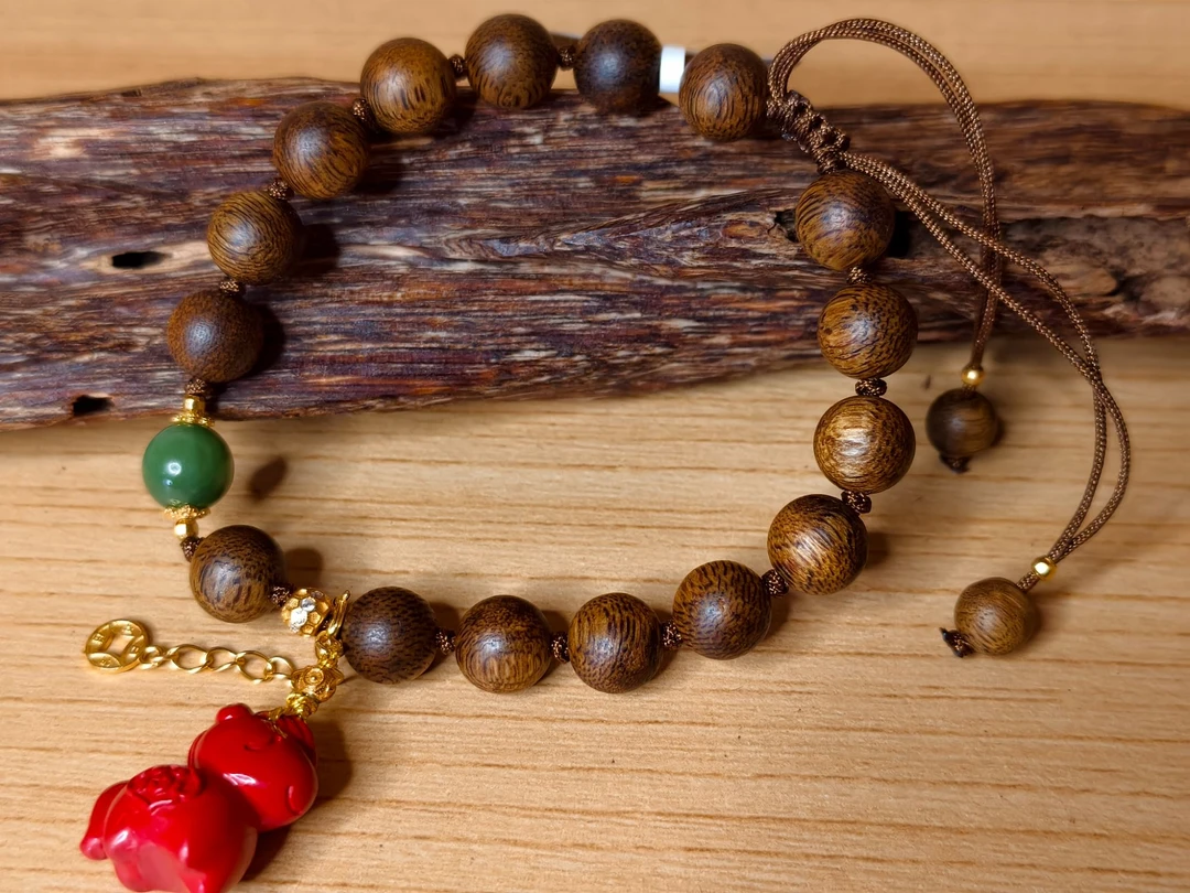 沉香【青霞沉香】DIY马年限定朱砂圆珠单圈 多样性发其一