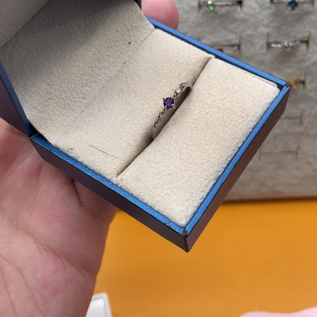 银S925镶嵌戒指紫晶齐*.