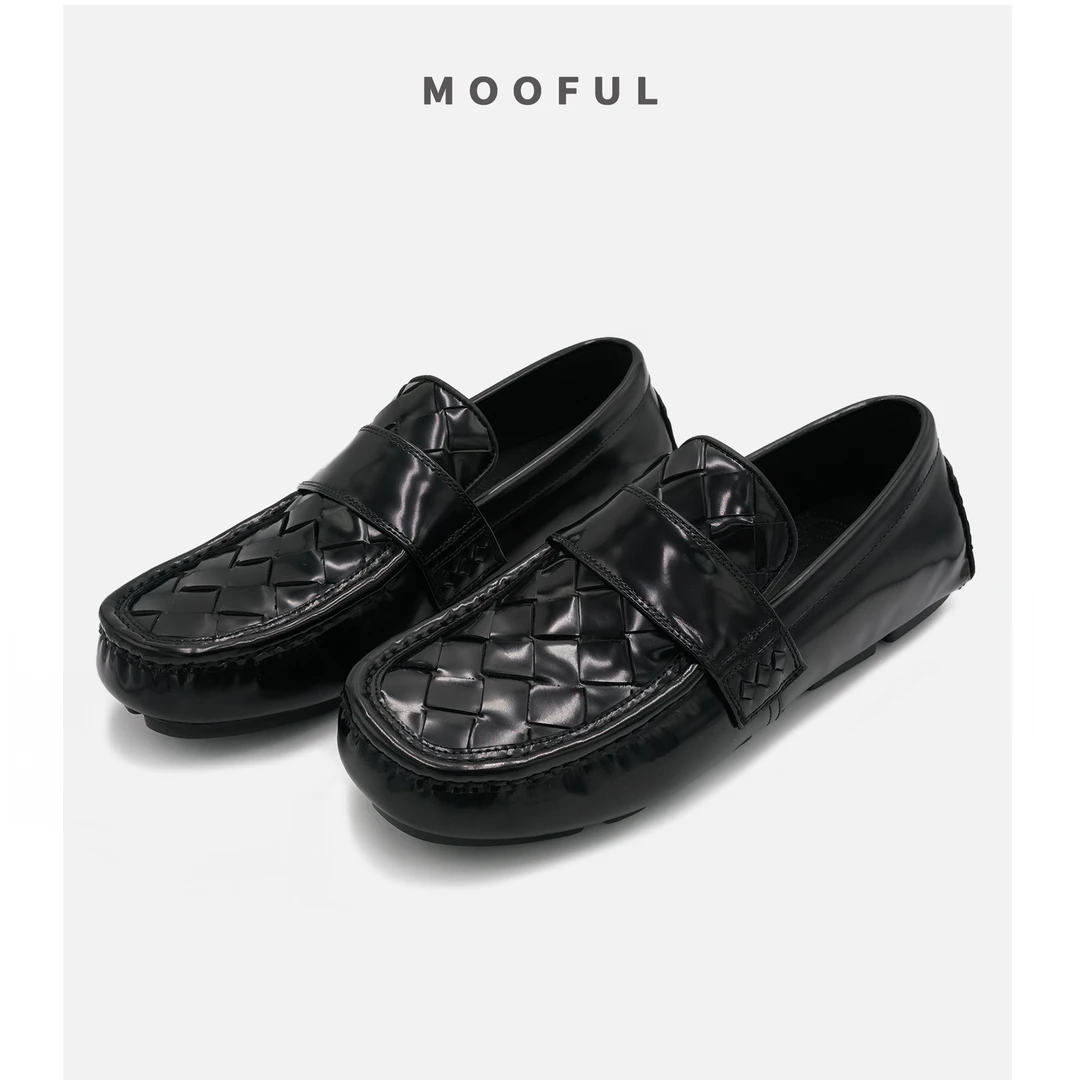 「时尚气质」MOOFUL牟夫商务高档编织款一脚蹬豆豆鞋H52-233