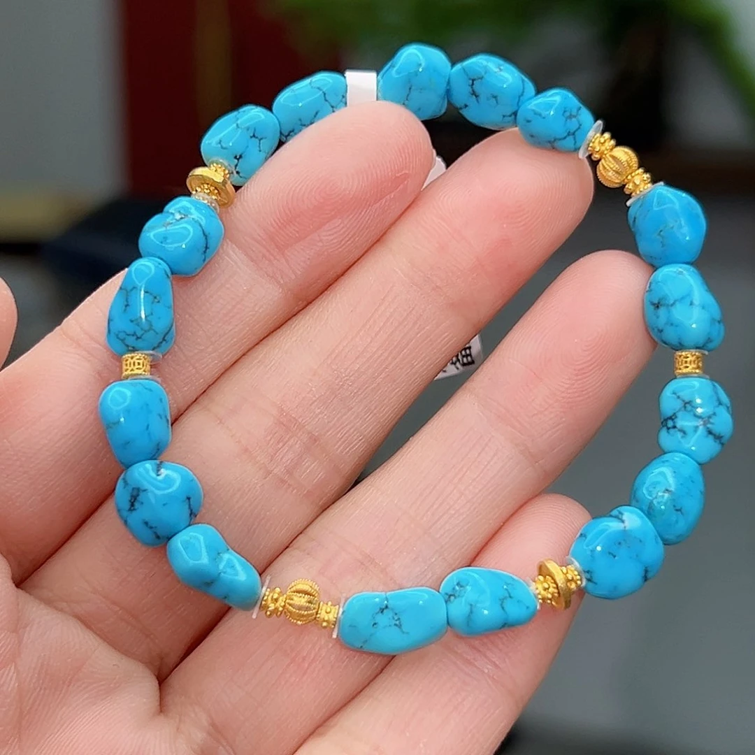 绿松石珠宝奇石18K金镶嵌