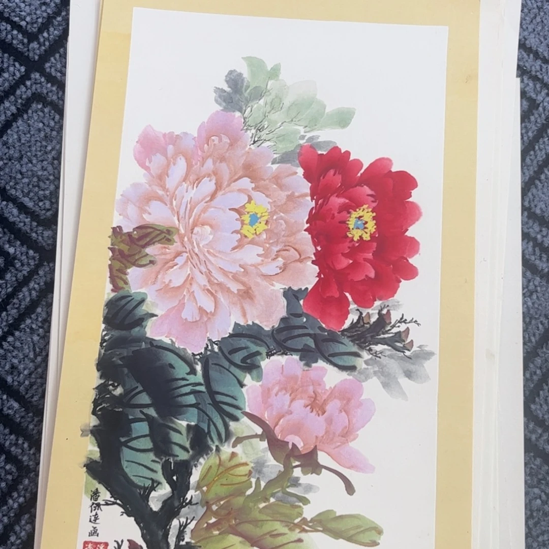 国画硬卡花鸟作品