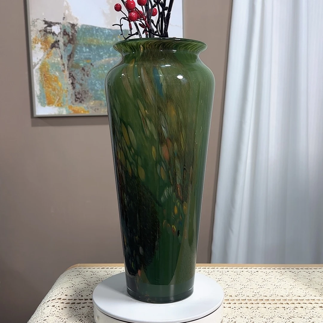 琉璃绿色手工琉璃花瓶