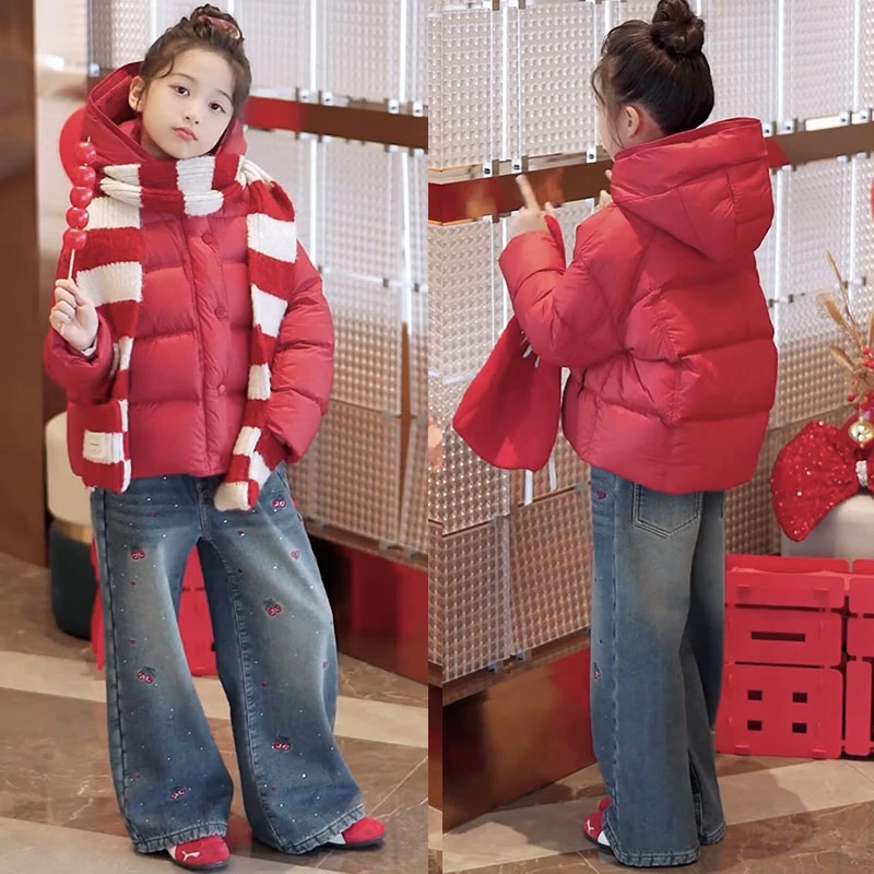 女童羽绒服冬款2025新款洋气儿童加厚白鸭绒三防外套女孩保暖冬装