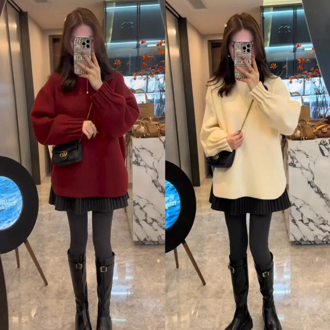 慵懒风轻奢时尚套装女2025秋季新款洋气针织毛衣百搭百褶裙两件套