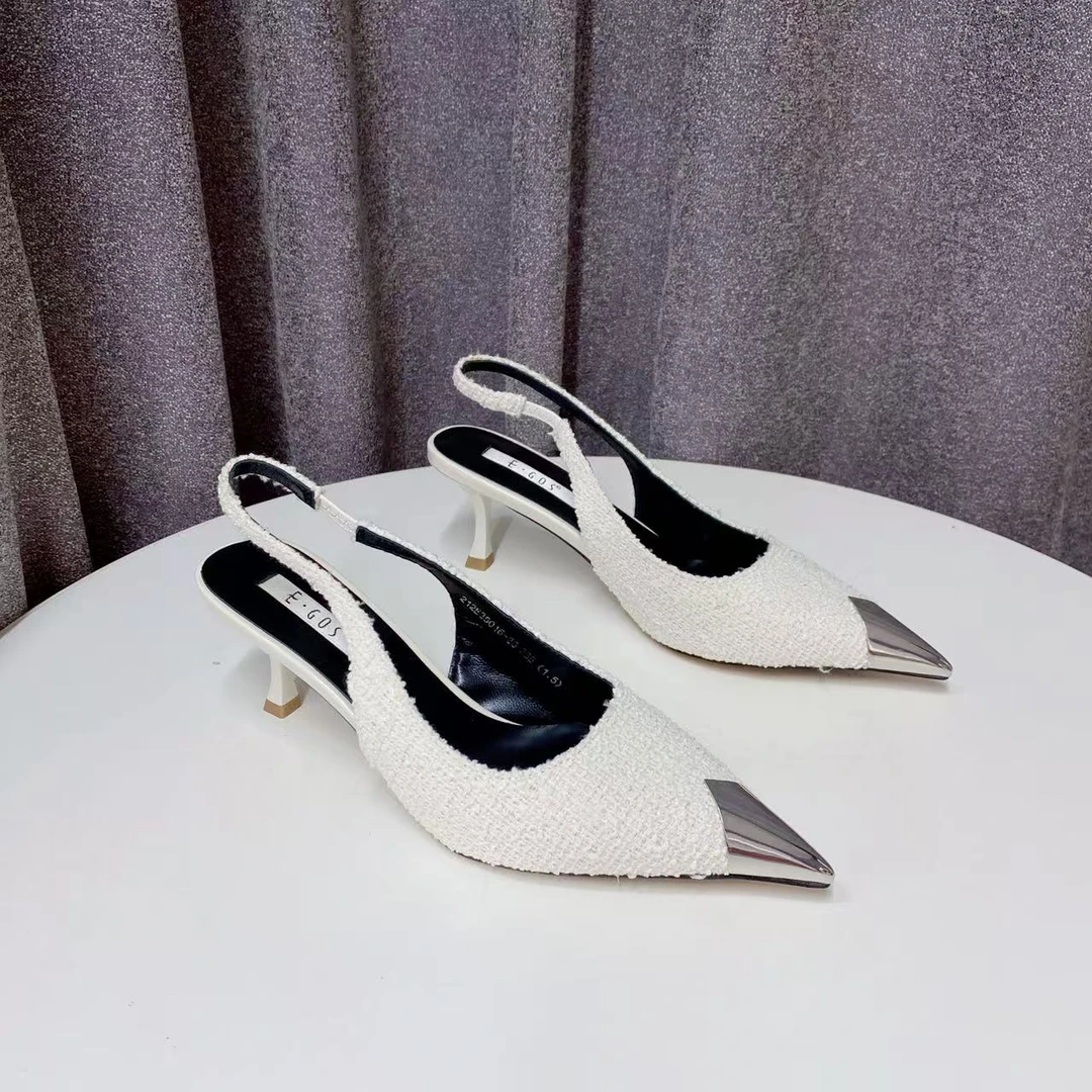 C6087 白/银  夏季时尚尖头2025新款气质细跟四季包头女凉鞋