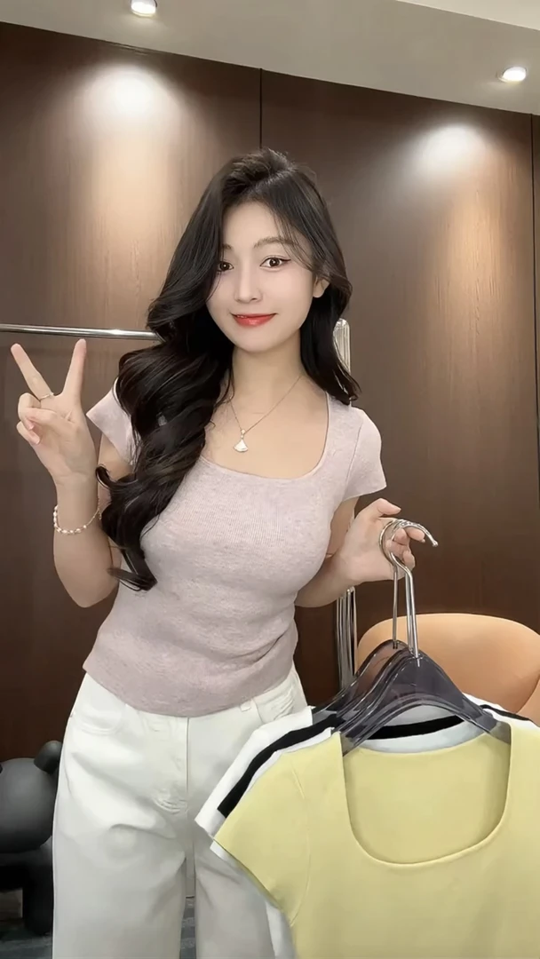 正肩法式方领锁骨短袖t恤女夏季2025新款辣妹百搭显瘦针织衫上衣