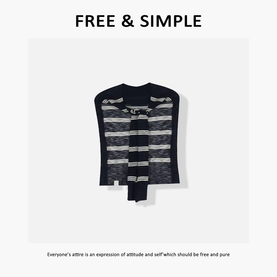 Free&Simple-‘韩女’时尚极简潮人穿搭单品经典条纹披肩-70613