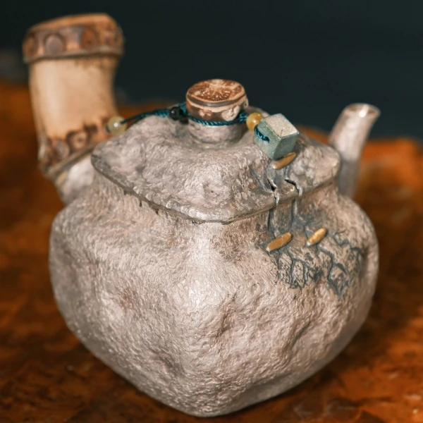 【雅柯茶缘】足银纯手工·老竹根侧把银壶·110cc左右·复古
