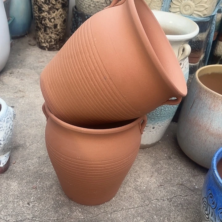 紫砂茶碗红陶两个口径19高度21