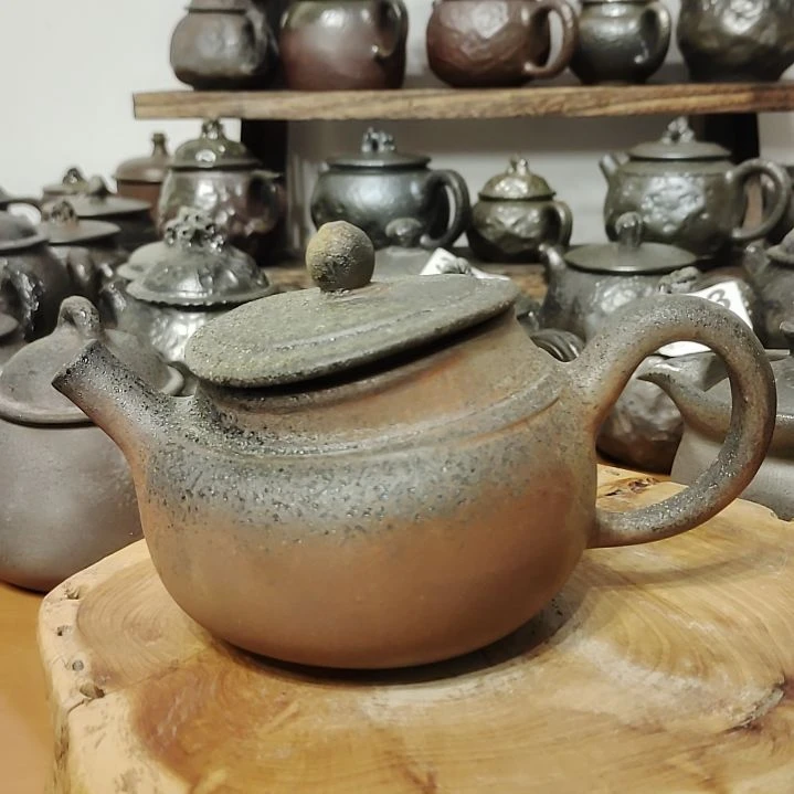 坭兴陶纯柴烧全手工茶壶艺术品微瑕不退换