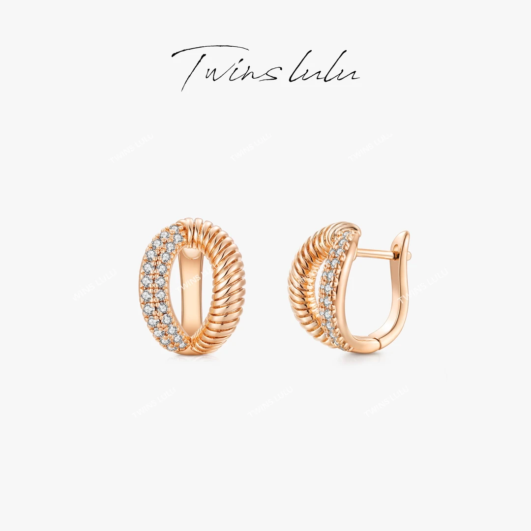TWINS LULU 镀K金 新年款礼物小众耳饰甜酷感肌理纹耳环TSL2261