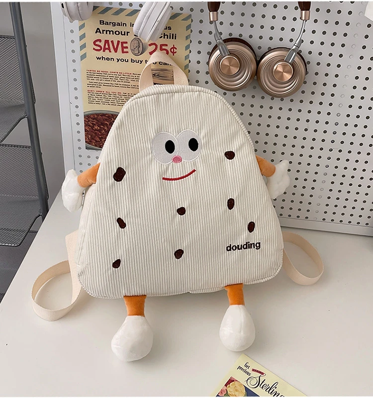 灯芯绒日系ins初高中奶酪曲奇饼干大容量双肩包学生背包校园书包