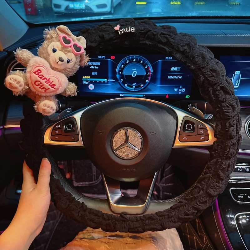 夏季汽车方向盘套冰丝透气女可爱四季通用超薄吸汗防滑卡通车把