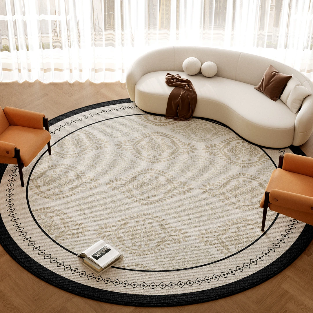 轻奢圆形地毯沙发客厅2025新款法式复古卧室床边家用椅子摇椅地垫