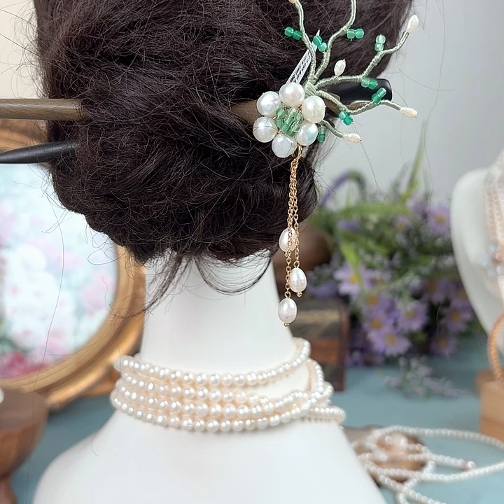 淡水珍珠发饰未镶嵌