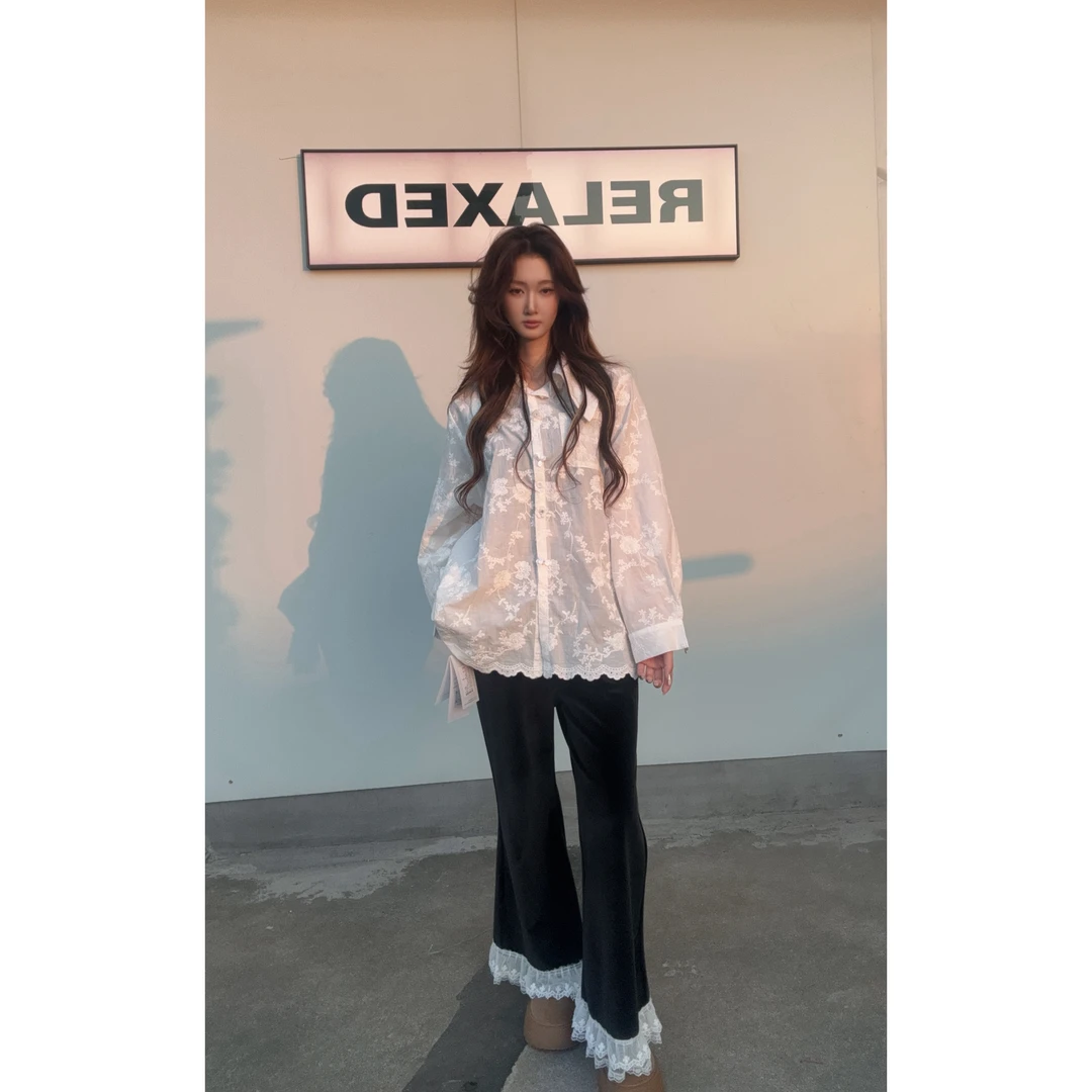 铂屋馆秋款上新B52599衬衫上衣秋冬时尚宽松韩版复古长袖春秋蕾丝
