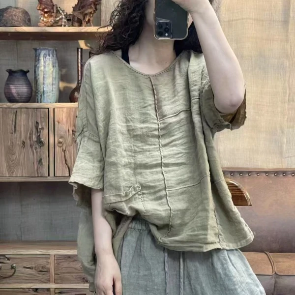 瑞舒 时尚百搭落肩袖圆领女上衣（衣长63  胸围148）