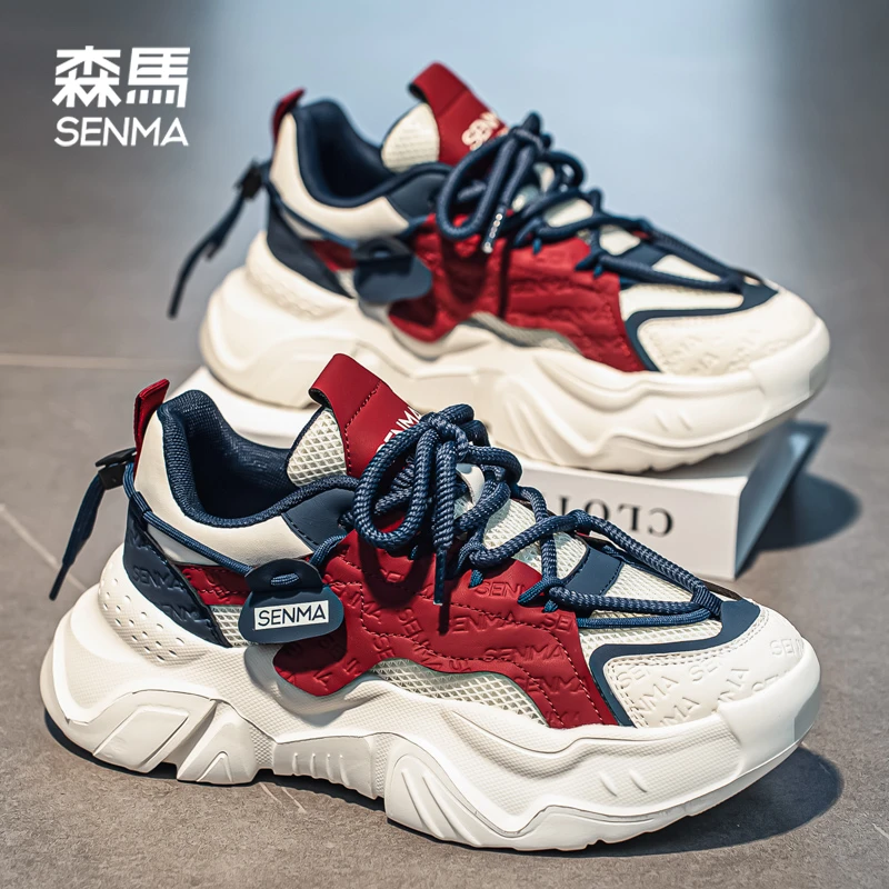森马男鞋薄款国潮秋季透气运动低帮厚底增高时尚百搭休闲老爹潮鞋
