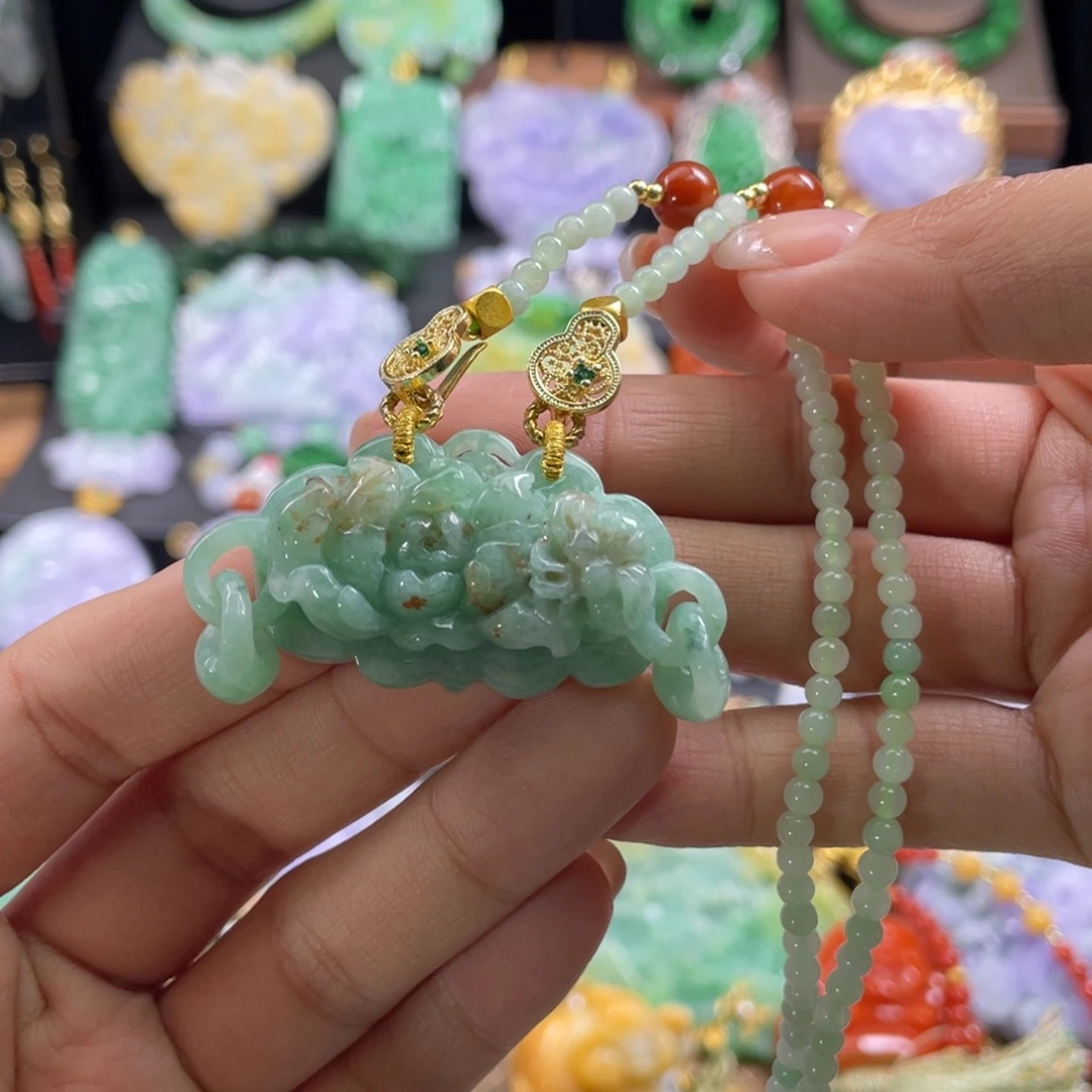翡翠未镶嵌颈饰代编织