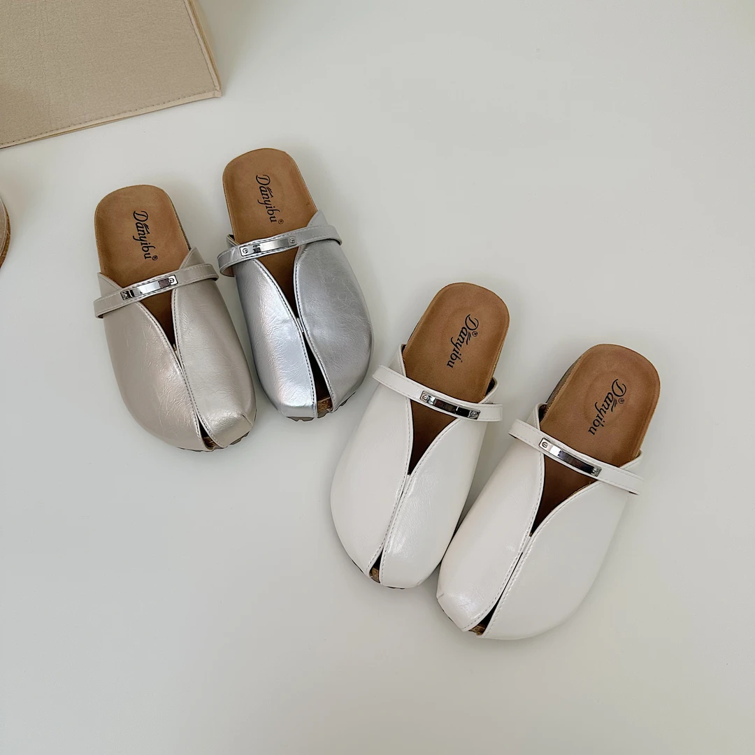 厚底包头半拖鞋女2025新款外穿夏季时尚高级感配裙子一脚蹬懒人鞋