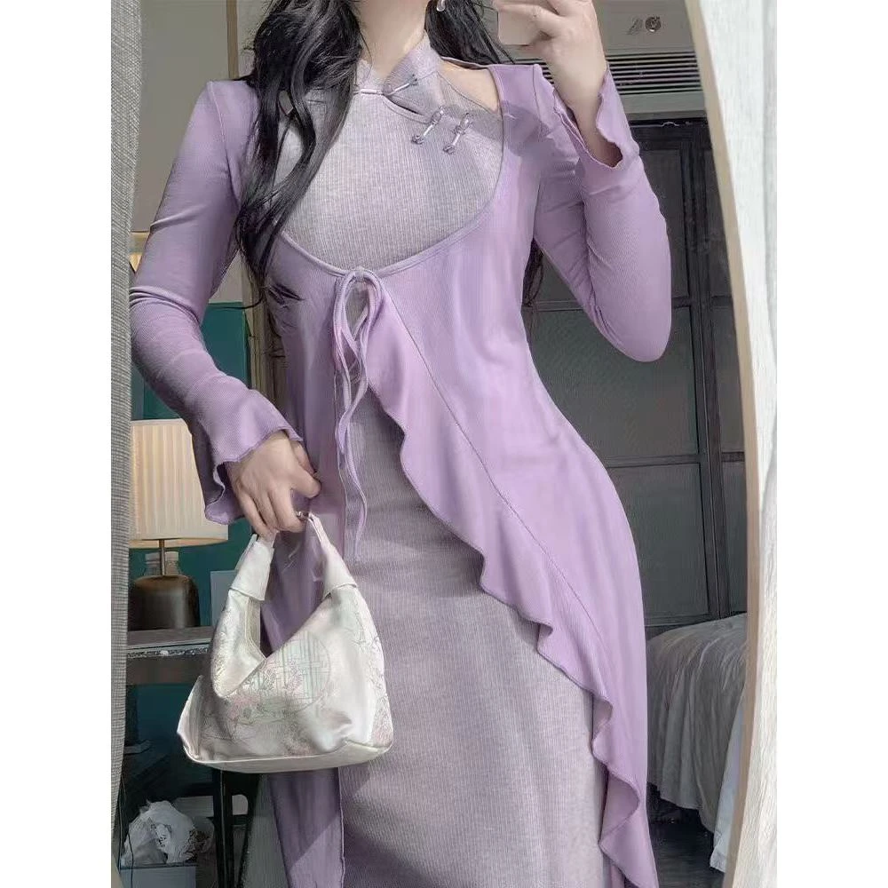 【胖瑶儿推荐】【幽兰春晓】新中式连衣裙女春设计感复古改良旗袍9238