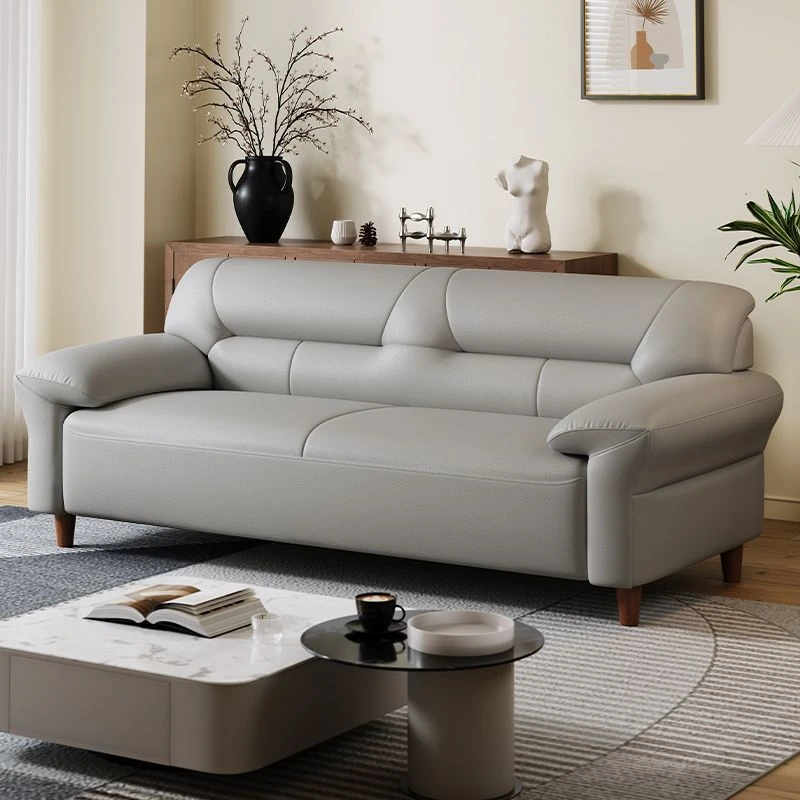 北欧真皮沙发简约四人位小户型双人沙发客厅家用办公皮艺沙发组合