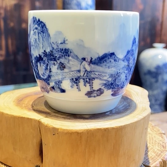 精工青花山水主人杯