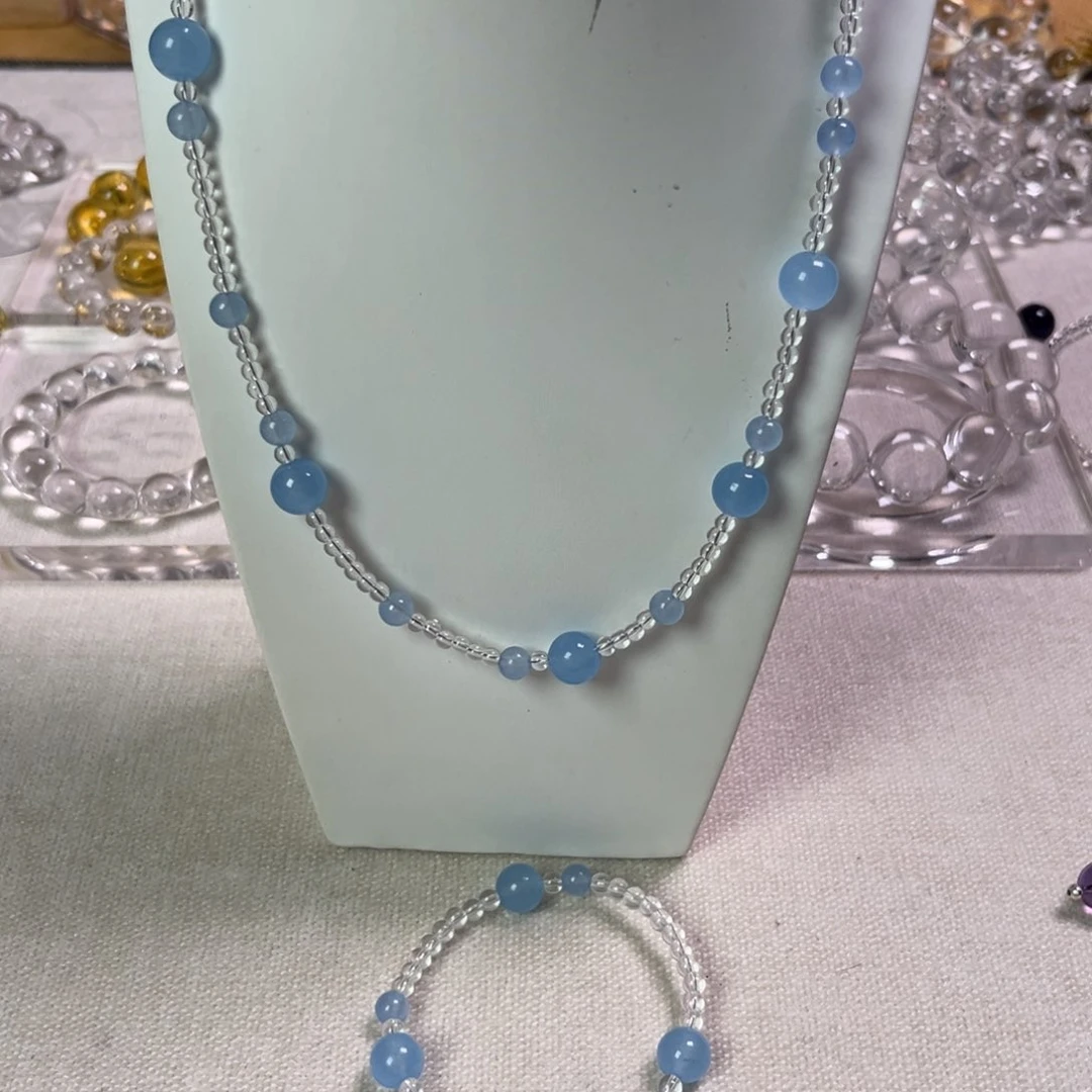 【闪购商品】水晶手链未镶嵌海蓝宝套装