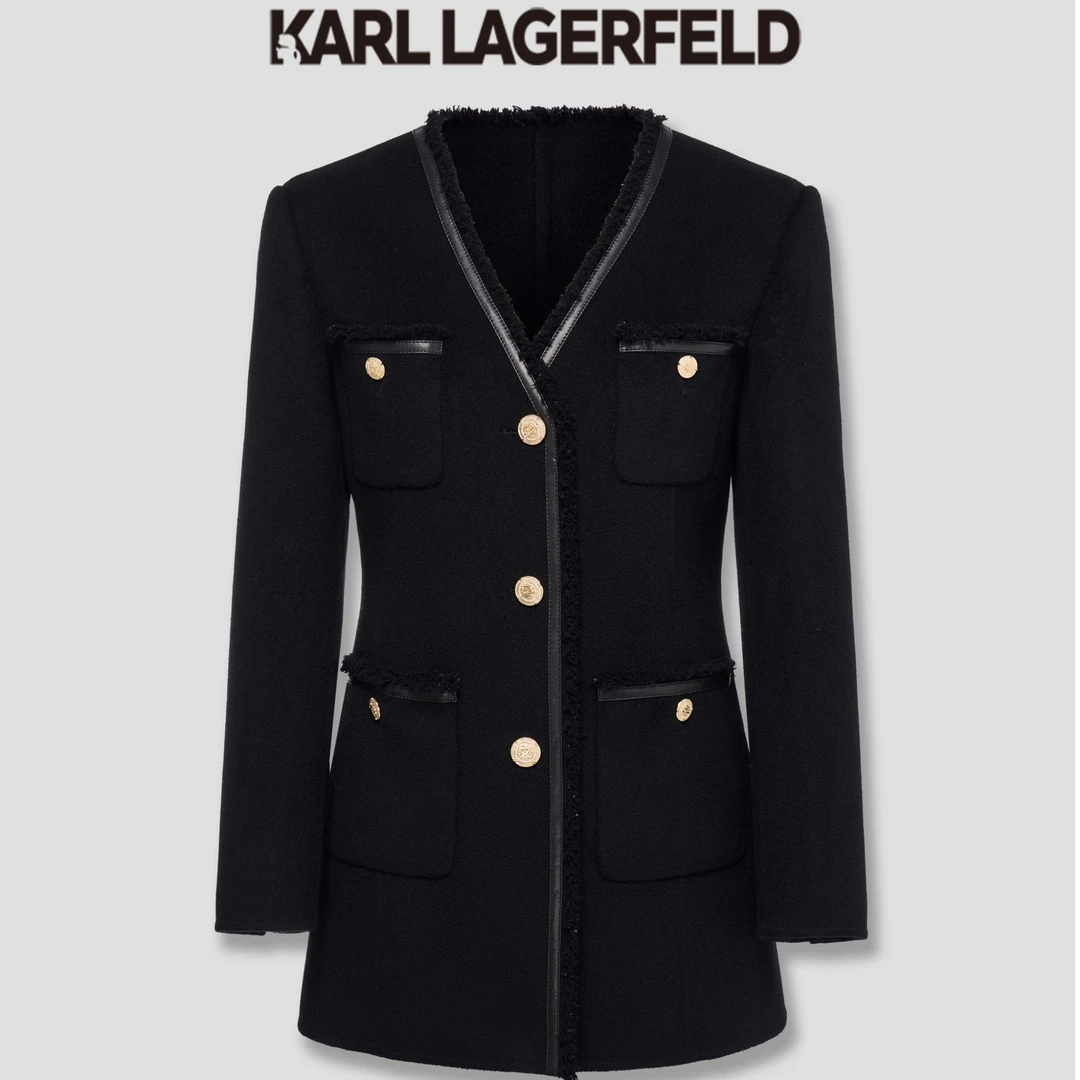 【安迪专享】KARLLAGERFELD秋季新款领香风式四袋大衣M26E2948